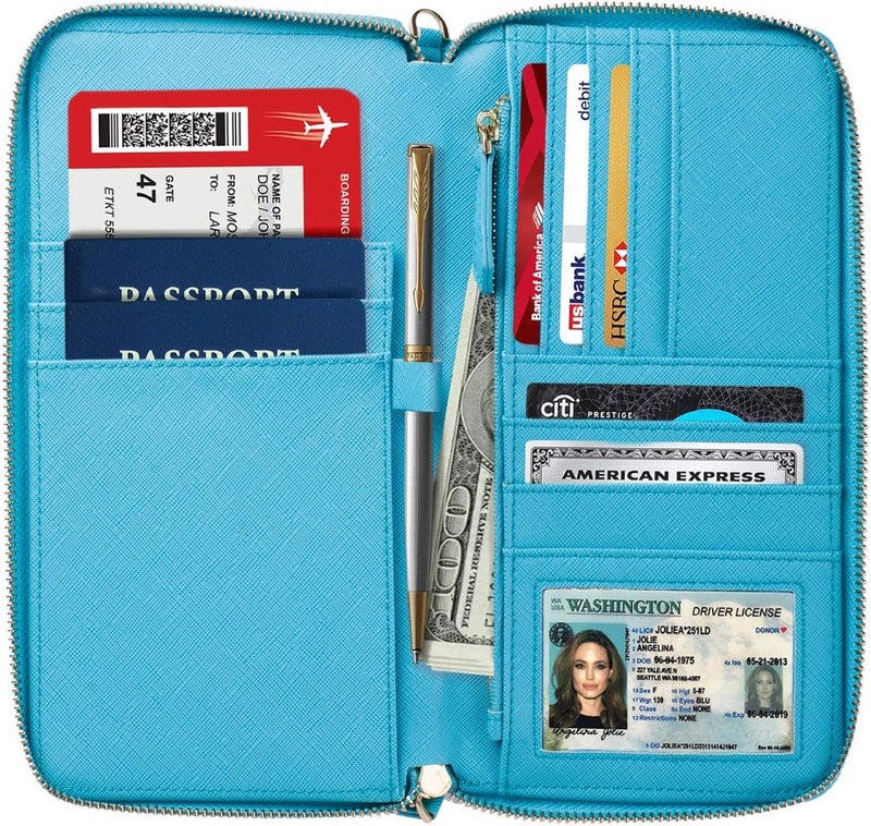 Apadi Travel Document Organizer - RFID Passport Wallet Case Family Holder Id Wristlet - Image 2